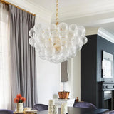 Transparent Glass Spherical Multi-Light Branch Chandelier