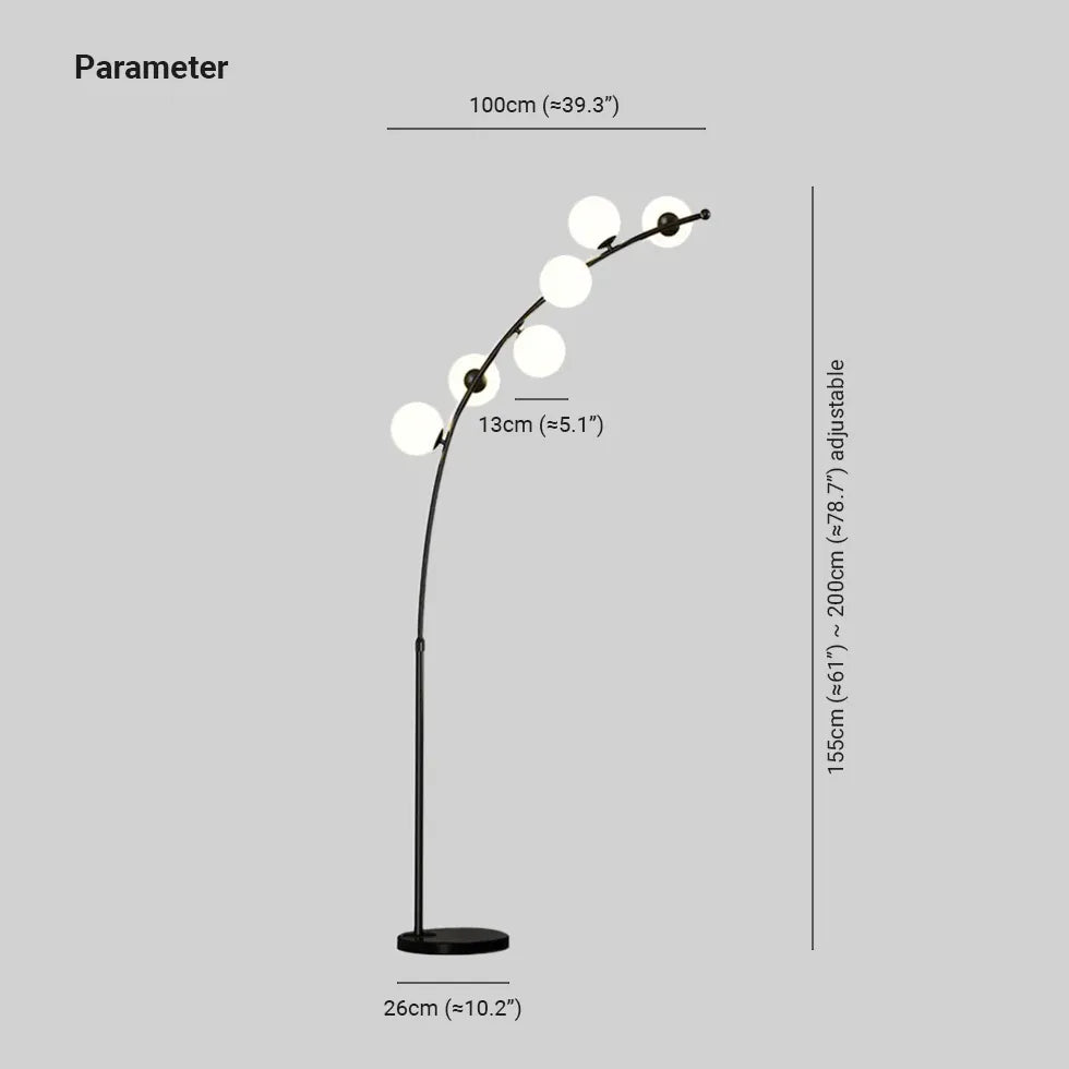 Lampadaire moderne à arqué à balle multiple blanc