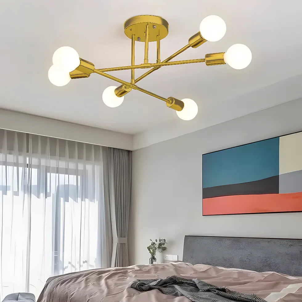 Multi-Arm Structure Gold Modern Ceiling Light