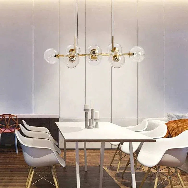 Lustre De Salon Multi-Boules En Verre Transparent - Clowas.fr