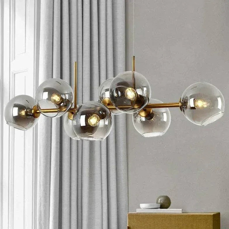 Lustre De Salon Multi-Boules En Verre Transparent - Clowas.fr
