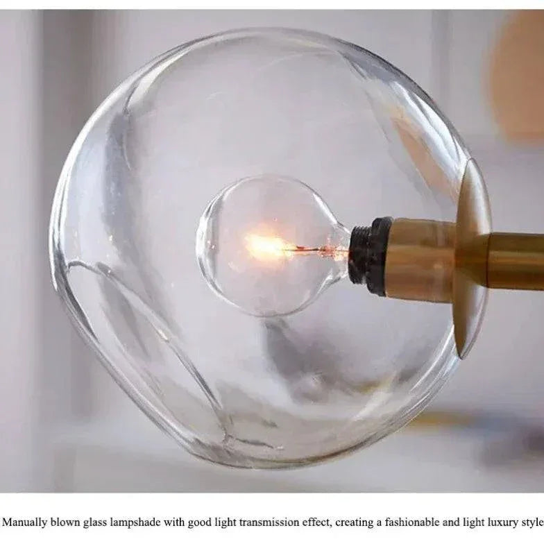 Lustre De Salon Multi-Boules En Verre Transparent - Clowas.fr