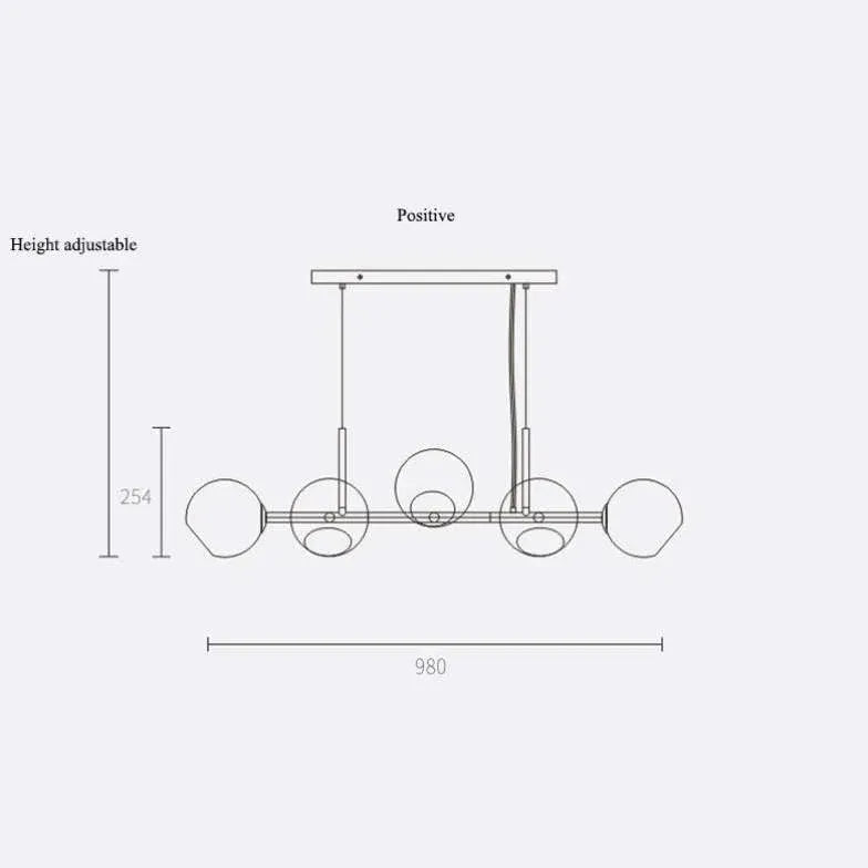 Lustre de salon multi-boules en verre transparent