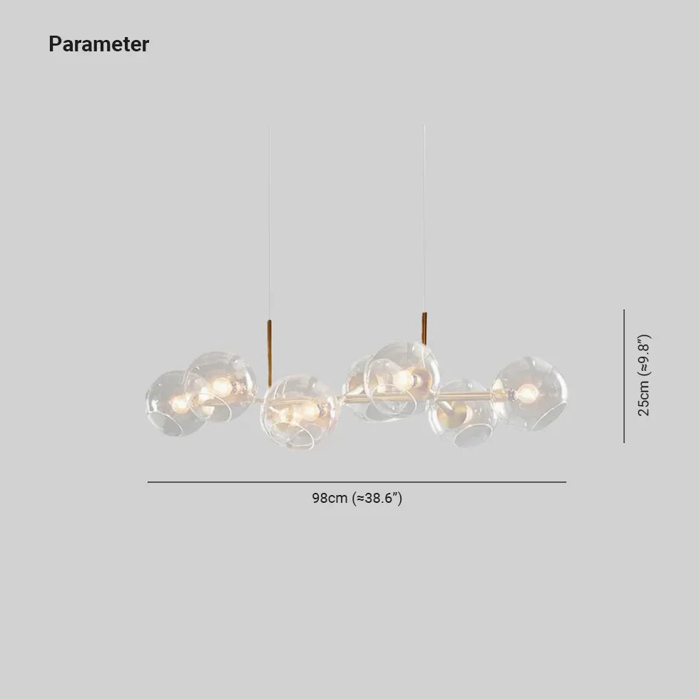 Lustre de salon multi-boules en verre transparent