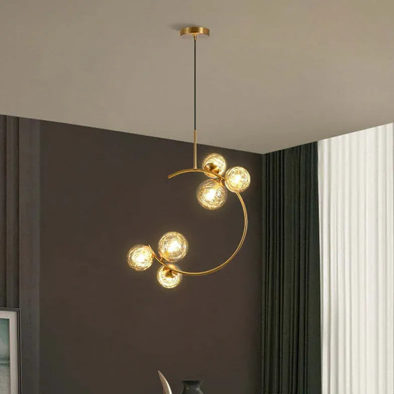 Semi-Arc White Glass Ball Pendant Light