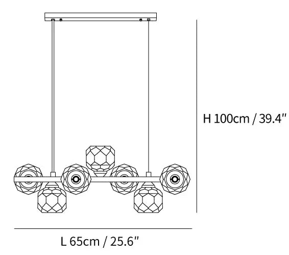 Pendre linéaire en verre transparent multi-circulaire Lumière linéaire