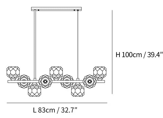 Pendre linéaire en verre transparent multi-circulaire Lumière linéaire