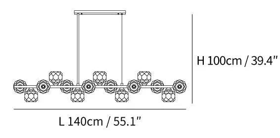 Pendre linéaire en verre transparent multi-circulaire Lumière linéaire