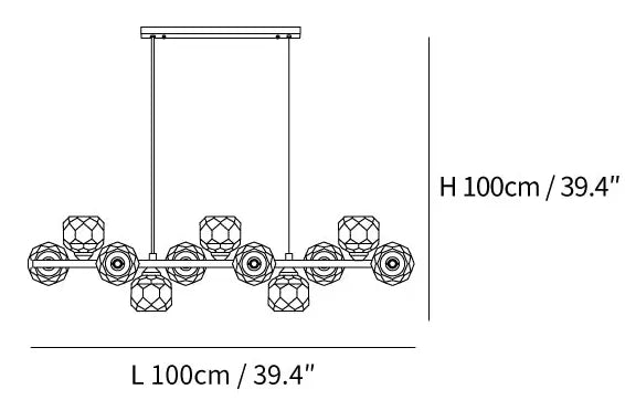 Pendre linéaire en verre transparent multi-circulaire Lumière linéaire