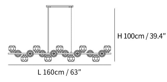 Pendre linéaire en verre transparent multi-circulaire Lumière linéaire