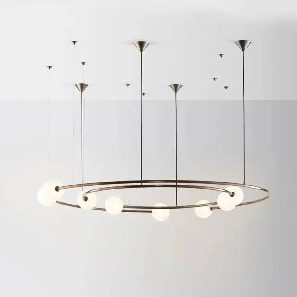 Suspension Ronde Blanche Avec Anneau En Métal - Clowas.fr