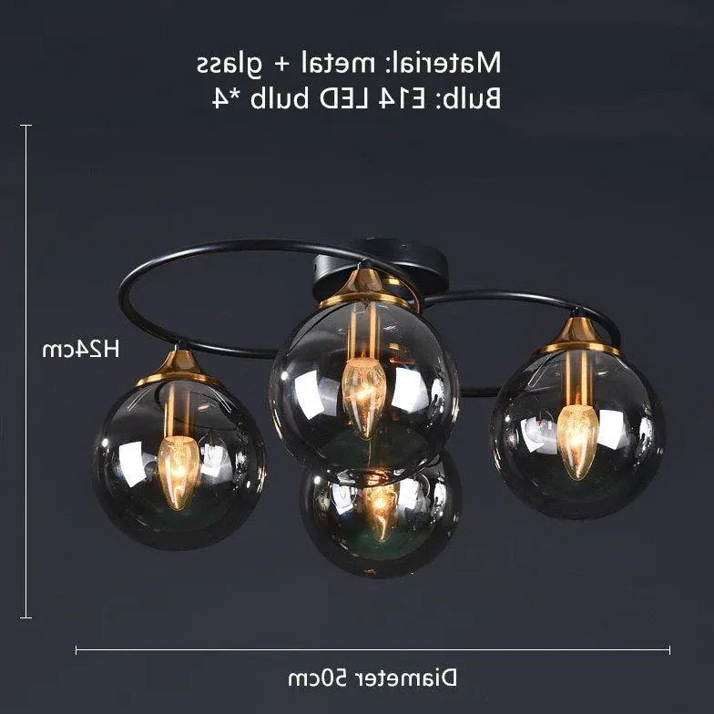 Smoked Industrial Glass Flush Ceiling Lights