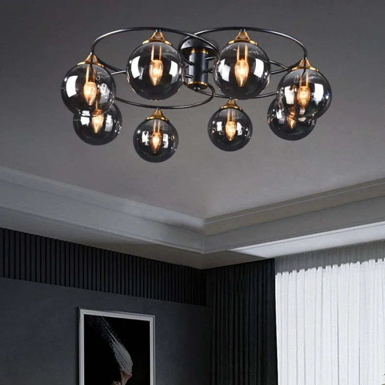 Smoked Industrial Glass Flush Ceiling Lights