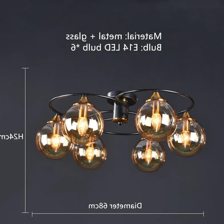 Smoked Industrial Glass Flush Ceiling Lights