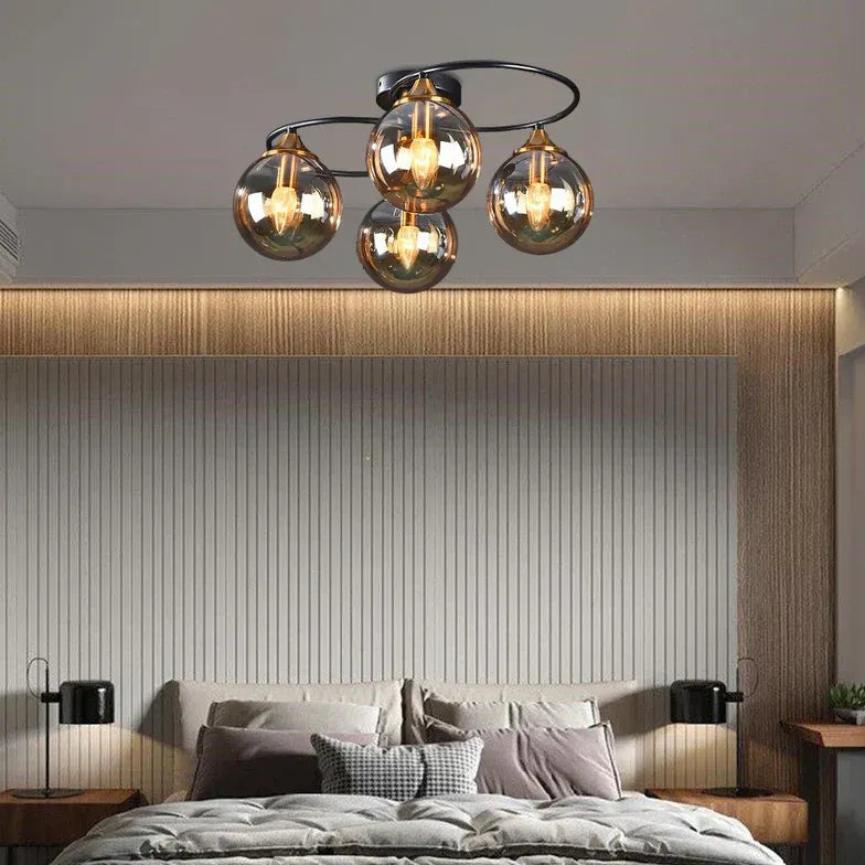 Smoked Industrial Glass Flush Ceiling Lights