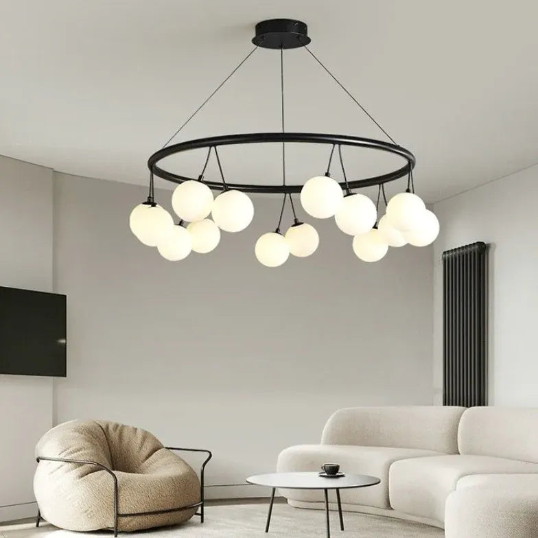 Round Frame Black Modern Chandelier