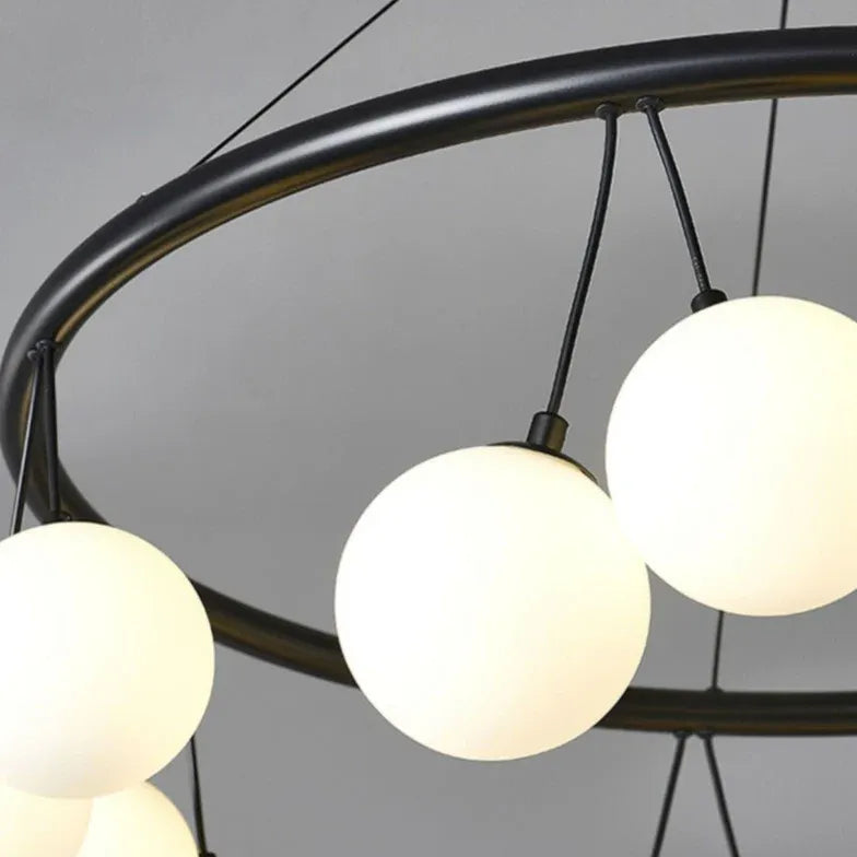 Round Frame Black Modern Chandelier