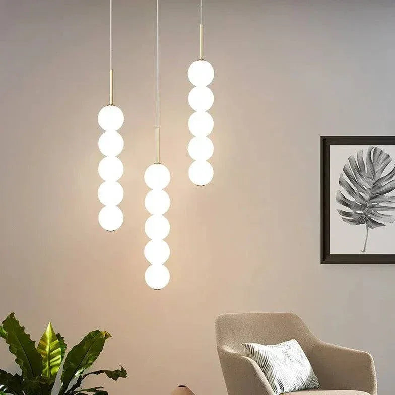 Boule Luminaire Suspension Moderne En Perles Blanches - Clowas.fr