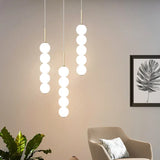 Boule Luminaire Suspension Moderne en Perles Blanches