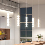 Boule Luminaire Suspension Moderne en Perles Blanches