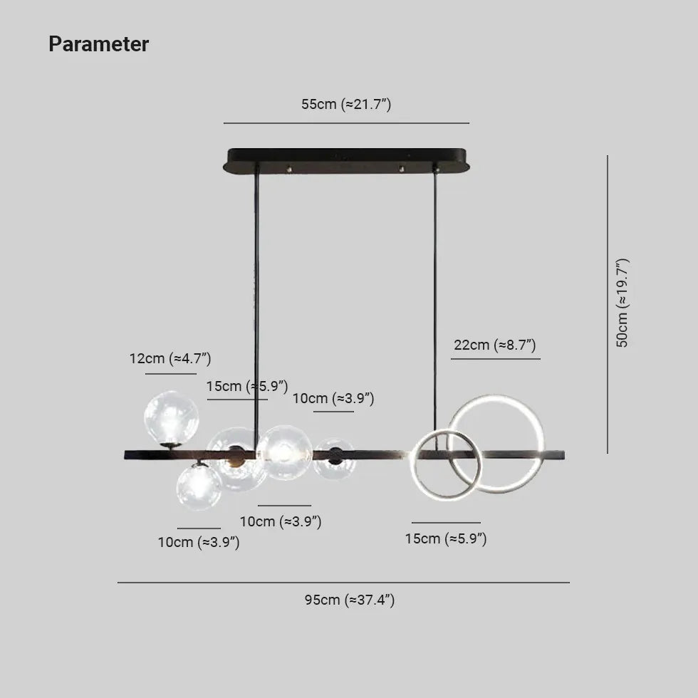 Suspension à plusieurs sphères en verre rond