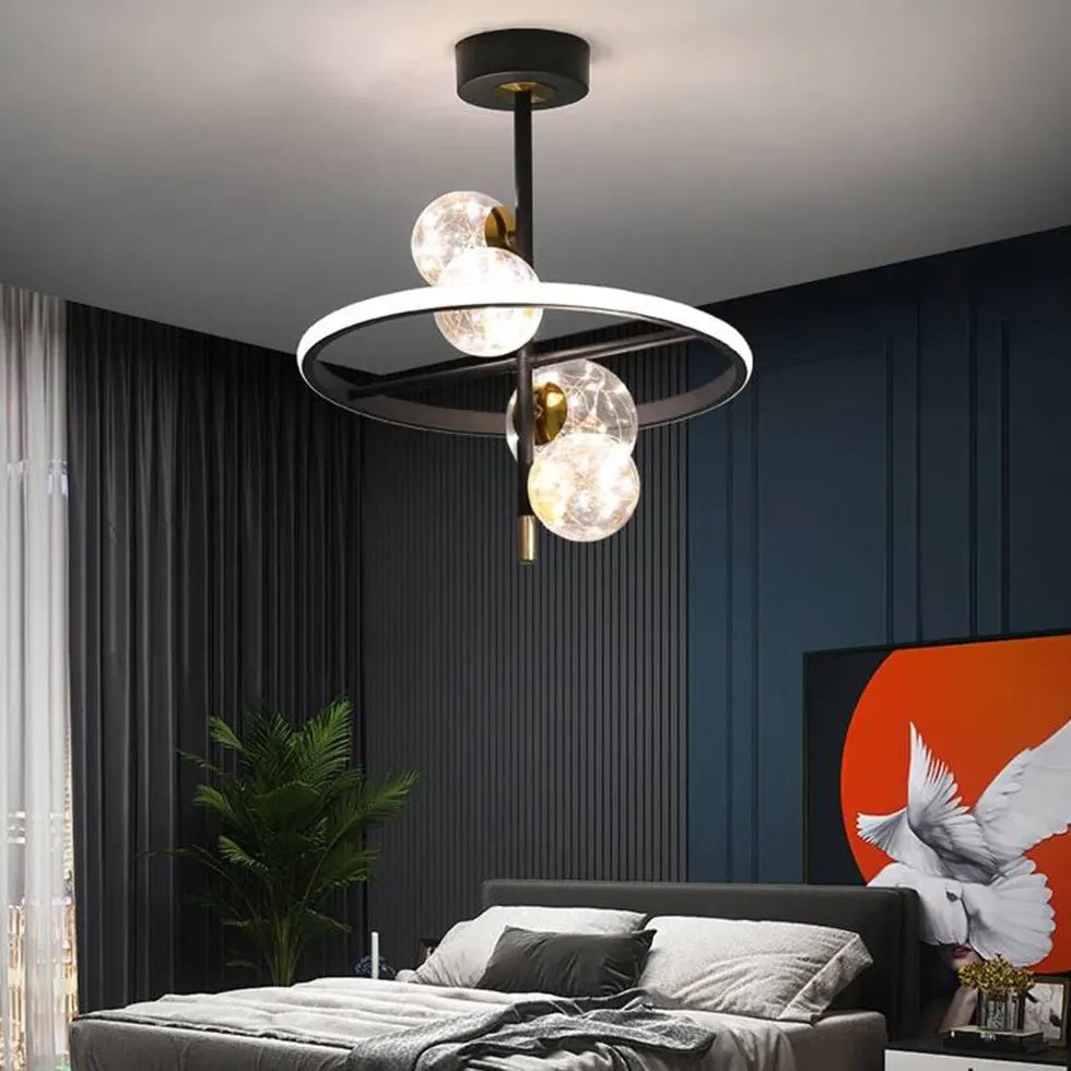 Ring-Shaped Multi-Glass Ball for Bedroom Pendant Light