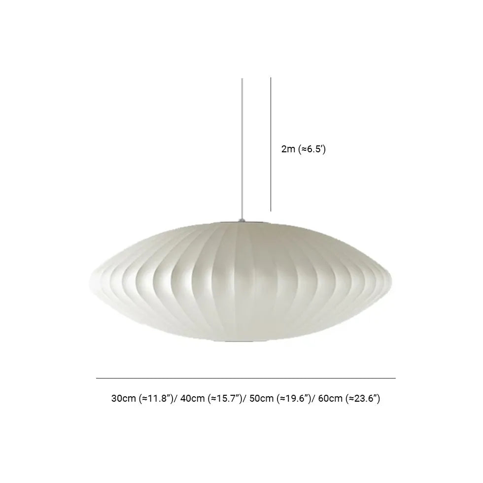 Lustre rétro en tissu blanc en forme de lanterne