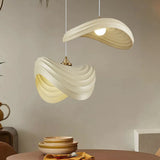 Sleek Wave-Shaped White Dining Room Pendant Light