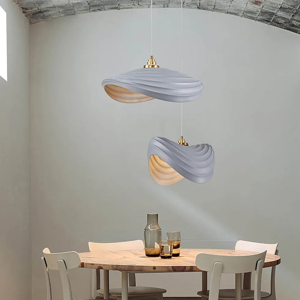 Sleek Wave-Shaped White Dining Room Pendant Light