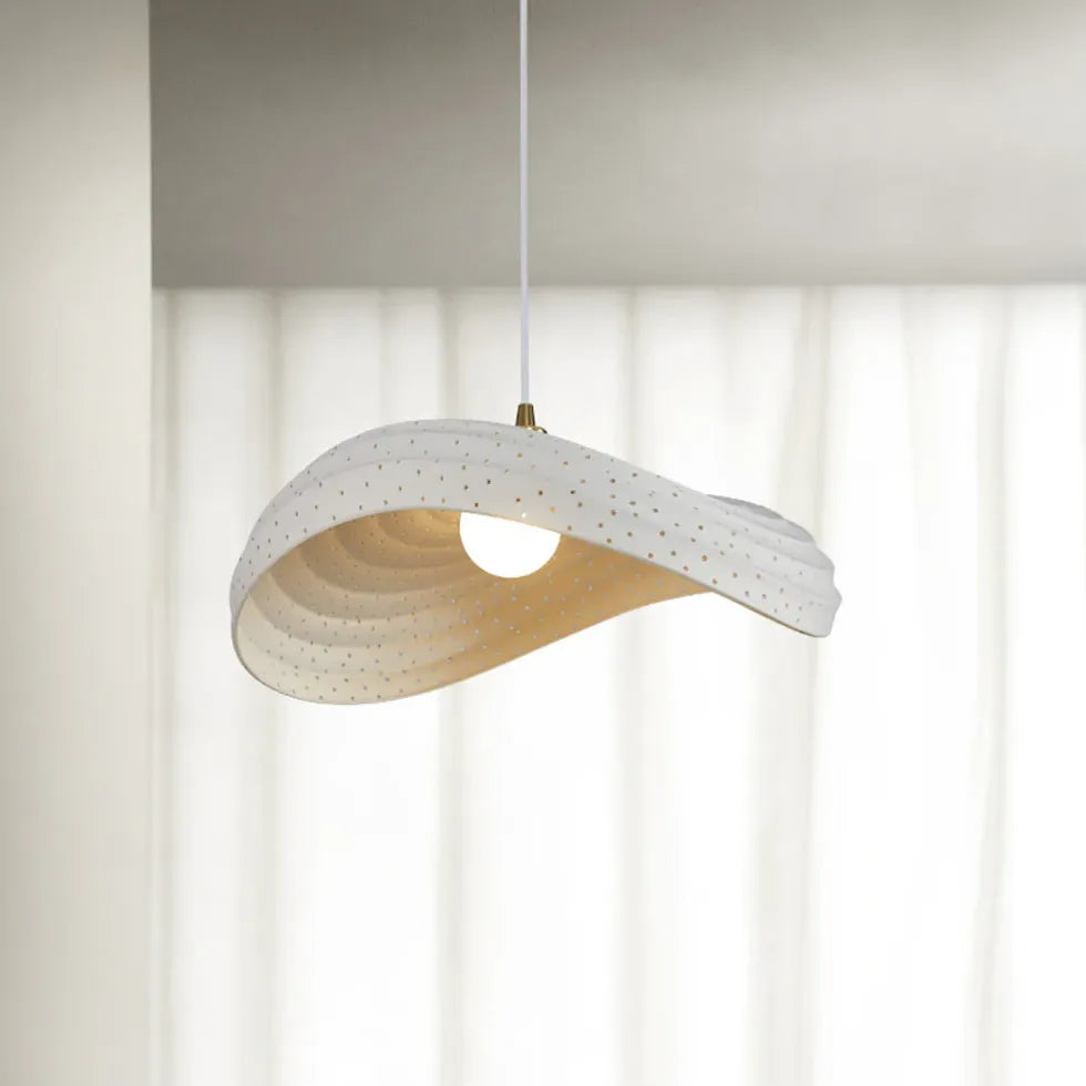 Sleek Wave-Shaped White Dining Room Pendant Light