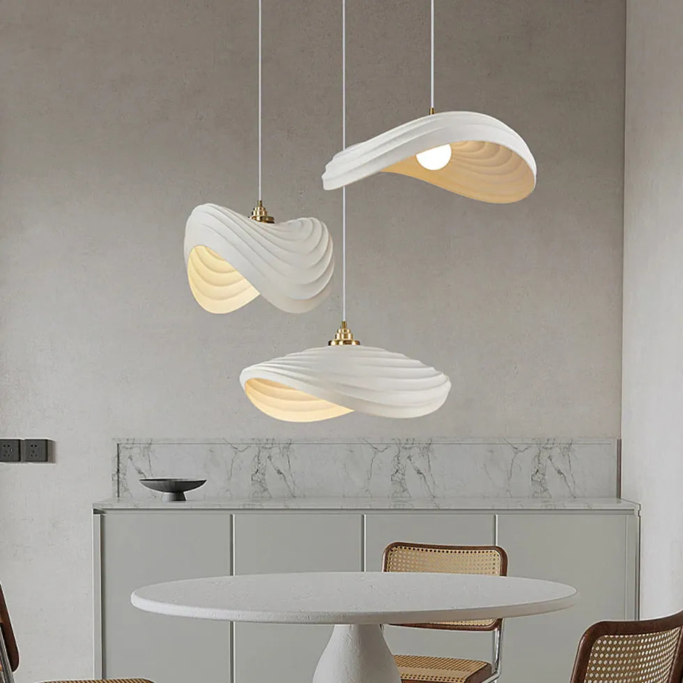 Sleek Wave-Shaped White Dining Room Pendant Light