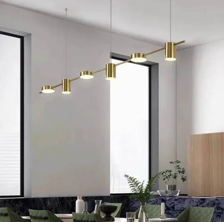 Lustre moderne linéaire multi-têtes pour restaurant