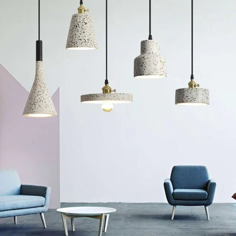 Lustre pendant salon style terrazzo texture